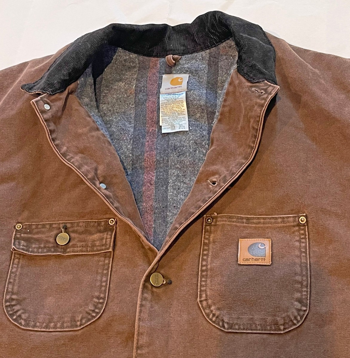 Carhartt C02 CHT Brown 2XL Tall Blanket Lined Chore Coat Vintage