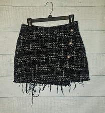 Francescas Black Plaid Tweed Mini Skirt Medium Academia Twee Clueless 90s Preppy