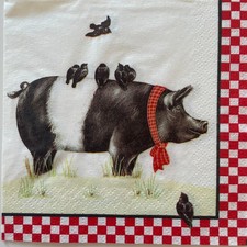 2 x cocktail paper napkins for decoupage Wilbur farmhouse pig birds