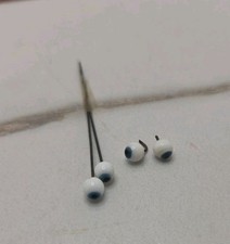 2 Pairs Of 4mm Blue Vintage Global Hand-blown Glass Doll Eyes On Wire