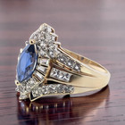 ESTATE SOLID 10K YELLOW GOLD MARQUISE CUT LAB SAPPHIRE RING SIZE 11.25 #8049 — photo 3