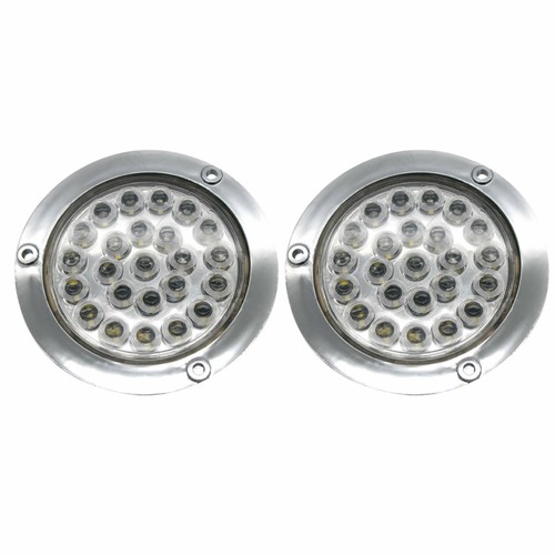 4 Led Tail Light 4" Round LED Trailer Tail Lights - Chrome Bezel, Flange Mount, 2 White Reverse Lights Included 4 Inch Round Led White Reverse Lights - Foto 3