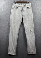 Vintage Levis Jeans Mens 32x34 Fits 30x33 Gray Acid Wash 90  s 501 Made in USA