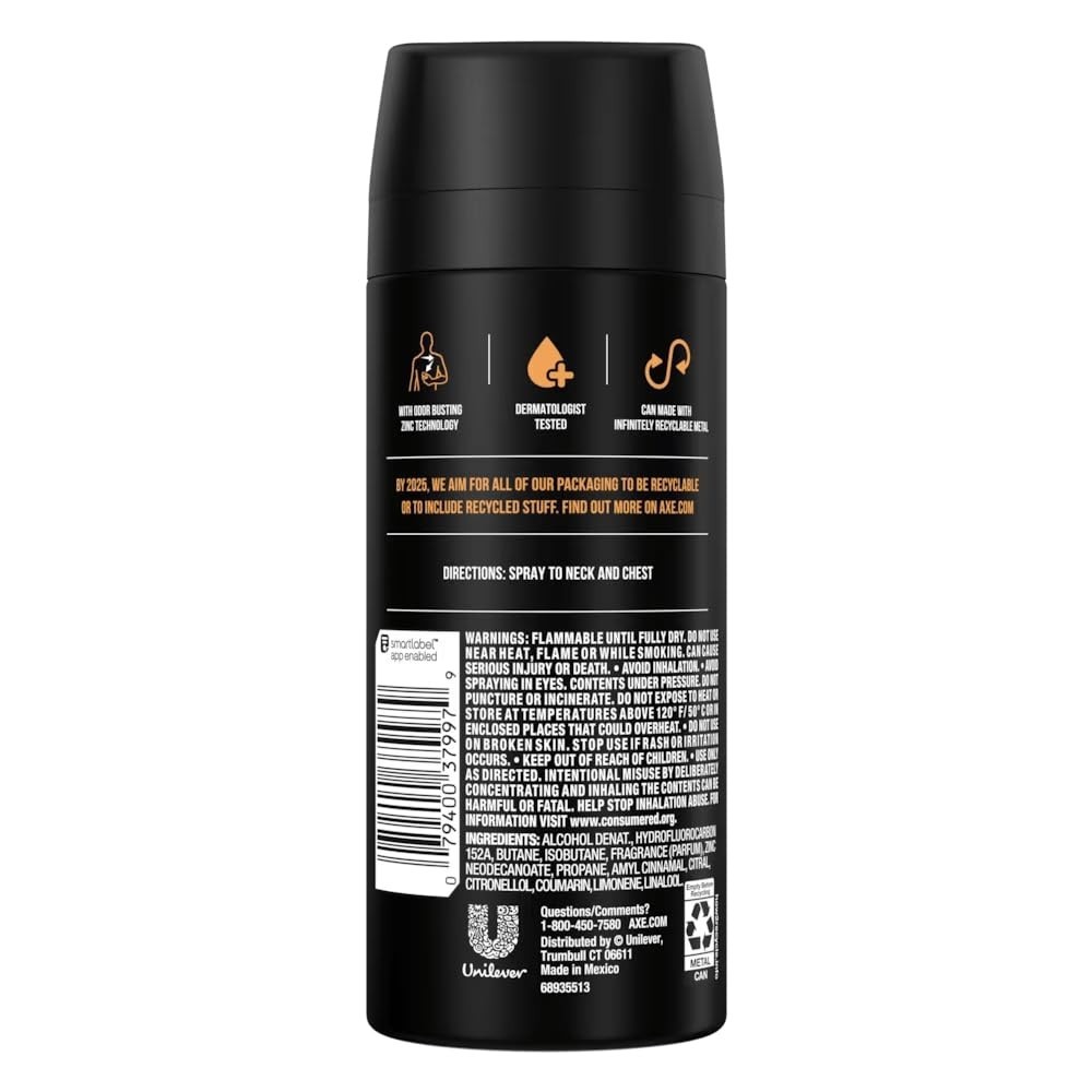 New Axe Dark Temptation Deodorant Body Spray, 4 oz, 48H High