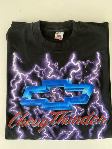 Chevy Thunder USA Made XXL Single Stitch Shirt 90s Fruit of The Loom Lightning - Picture 8 of 8