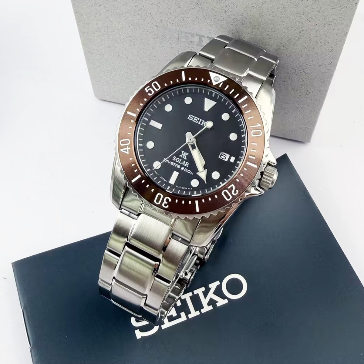 Seiko Prospex Sea Solar Power Brown Dial Men Stainless Steel