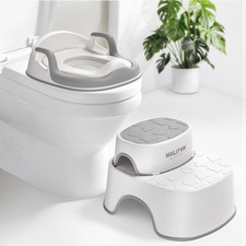 Potty Training Seat 2-in-1 Anti-Slip Grey with Step Stool - Ergonomic Design