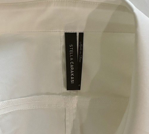 Stella Carakasi-White Stretch Cotton Button Front tunic-Size Small - Picture 8 of 10