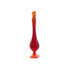 Vintage 11” MCM 6 Pedal Epic Swung Vase Red Orange Glass Amberina