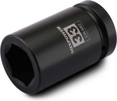 MIXPOWER 1 Inch Drive Deep Impact Socket, CR-MO, 33mm, 6 Point, Radius 33mm 