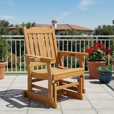 1 Seat Patio Glider Chair with Armrest, Backrest Swing Gliding for In/Outdoor
