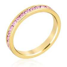 Light Pink Crystal Eternity Band,  Pink Stacking Band, Stackable Band, Stylish