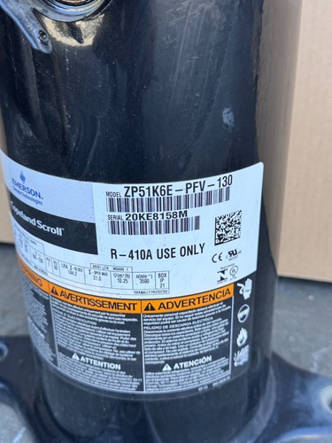 Emerson ZP51K6E-PFV-130 Copeland Scroll Compressor R410a 208-230V 1Ph 51000BTU - Picture 2 of 6