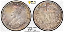 British India, 1918 Quarter Rupee, 1/4 Rupee. PCGS MS 65. 50,575,000 Mintage.