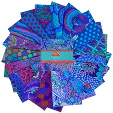 Feline Drive Fabric 5" Squares - Kaffe Fassett Classics Plus ROYAL - 42 Squares