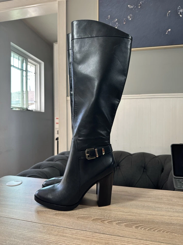 MARCIANO black leather Knee High boots, Buckle, NWOT Women’s Size 11M EU 41 - Изображение 2 из 4