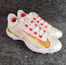 Men Sz 7.5 Nike Alpha Huarache Elite 4 Low White Gold Baseball Cleats FD2745-161