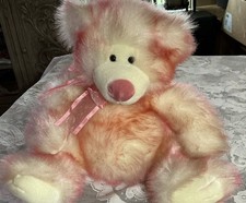 Russ Berrie Taffie plush fuzzy pink bear 9 Inch Stuffed Valentine