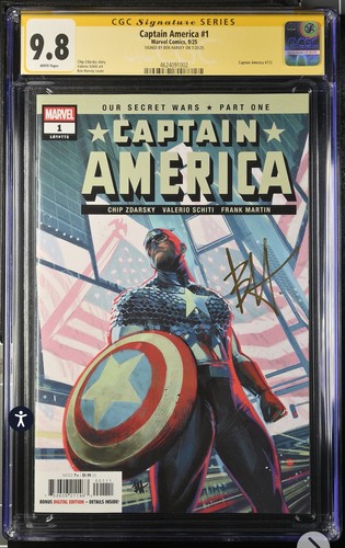 Captain America #1 CGC SS 9.8 (Marvel, 2025) Signed By Ben Harvey