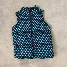 Old Navy Puffer Vest Polka Dot Frost Free Sleeveless Kids L/G 10-12 Navy Teal