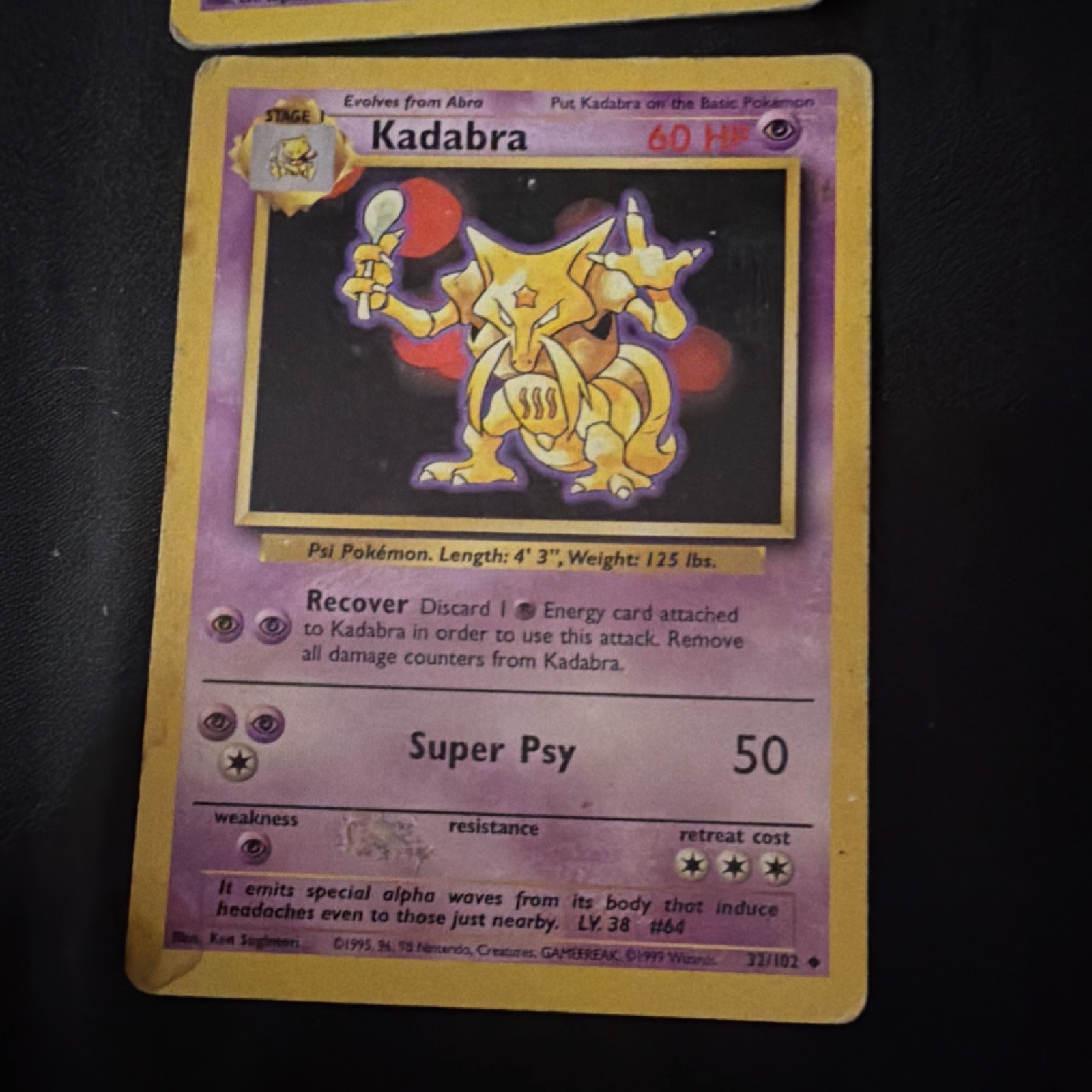 Pokémon Kadabra Base Set 2 Cards 32/102 Wizards of the Coast 1999