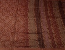 Sushila Vintage Brown Saree 100 Pure Silk Printed 5 Yard Soft Craft Fabric