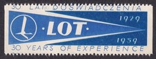 Poland Airline 1959 LOT Air Mail label MNH