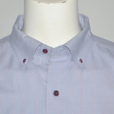 DAVID DONAHUE Fusion Blue Mini Check Cotton Dress Shirt 17.5 34/35