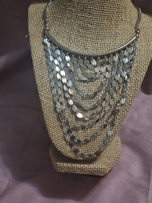 Signed Jennifer Lopez (JLO) Silver Tone  Bib Statement Necklace