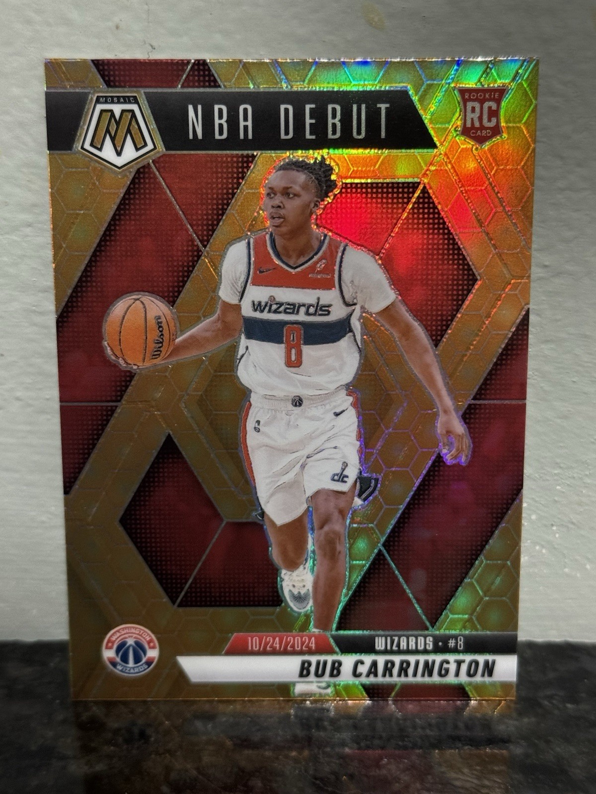 Bub Carrington 2024-25 Panini Mosaic Honeycomb SP #259 RC Wizards NBA DEBUT