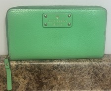 Kate Spade New York Wallet Green Navy Blue Interior 8inx4in