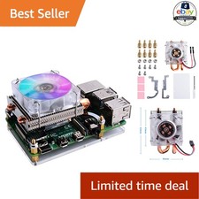 Low-Profile CPU Cooler 5V RGB Fan Aluminum Heatsink for Raspberry Pi 4B