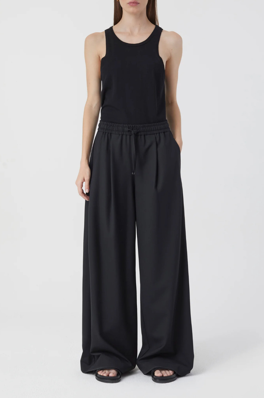 $330 CLOSED - Black Wool Blend Drawstring Wide Le… - image 12