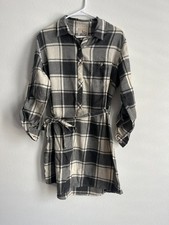 Field & Stream Shirt Dress Women XL Multicolor Plaid Flannel Button Front Belted