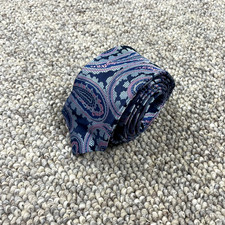 Hugo Boss Mens 100 Silk Tie Italy Designer Paisley Blue/Pink 3x59