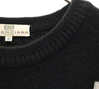 BALENCIAGA SPORT 90s Vintage Knit Sweater Black Gray Size M Rare
