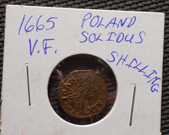 1665 Poland 1 Solidus, Alignment & Planchet Clip Errors; Old Coin Foreign Money