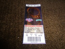 PHILLIES~2009 TICKET STUB 4/5/09 VS BRAVESS~Jordan Schafer MLB DEBUT HIT & HR