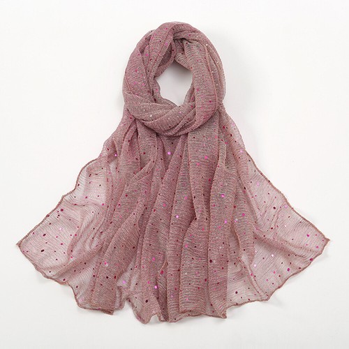 Glitter Sequins Headscarf Shimmer Wrinkle Scarf Shawls Thin Muslim Hijab Wraps - Picture 21 of 25