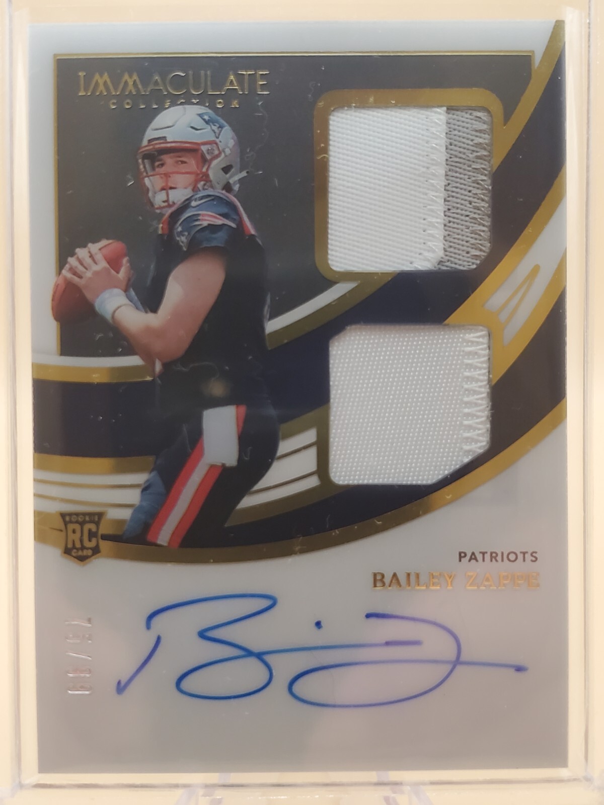2022 Immaculate #ISP-BZA Bailey Zappe Immaculate Signature Patch Auto /99