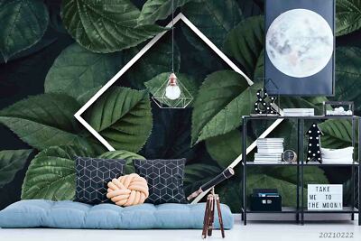 3D Green Plant Leaf Square Self-adhesive Removable Wallpaper Murals Wall 932