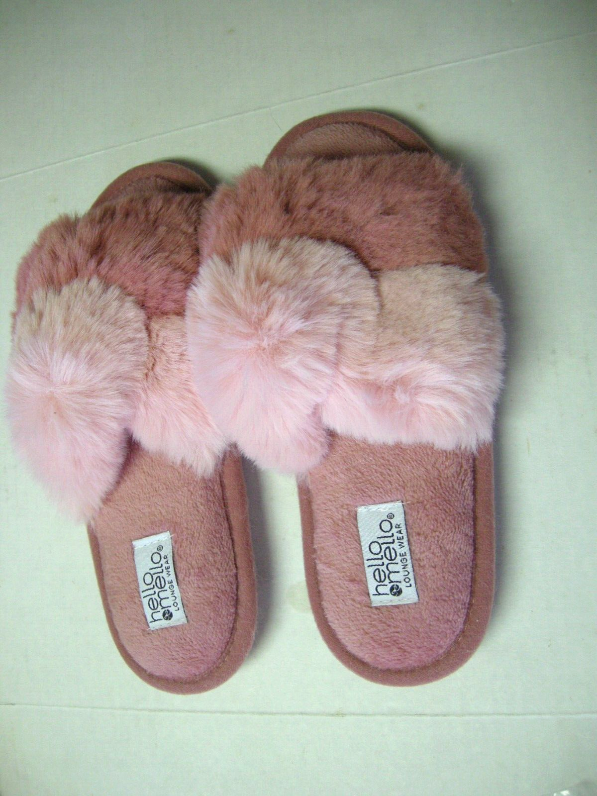 Slippers, Ladies By Hello Mello, Pink Puff Plush, Size Small(US 5-6.5),Brand New-image
