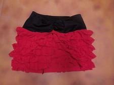 NWOT mini ruffle Latin inspired flutter skirt medium ch red black swimsuit cover