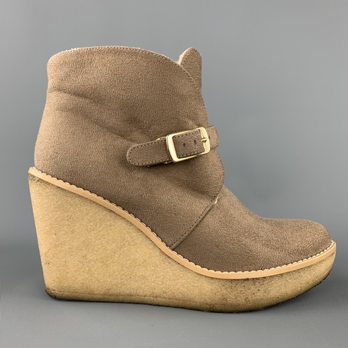 STELLA McCARTNEY Taglia 7 Taupe Montone Sintetico Gomma Stivali con Zeppa |  eBay