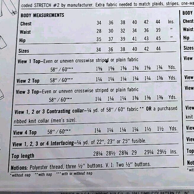 Simplicity 9994 VTG 80s Mens Shirt Knit Pullover Top Sz 34 36 38 Pattern UC FF - Image 2 of 4