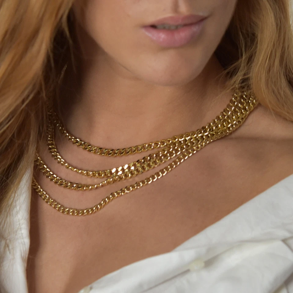 Kette Gold vergoldet Panzerkette Halskette 24K Damen Herren wasserfest K6059DL - Bild 3 von 4