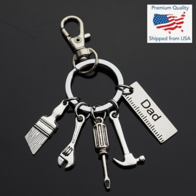 Dad Keychain Tools Paint Brush Wrench Hammer Screwdriver Father's Day Clip Gift