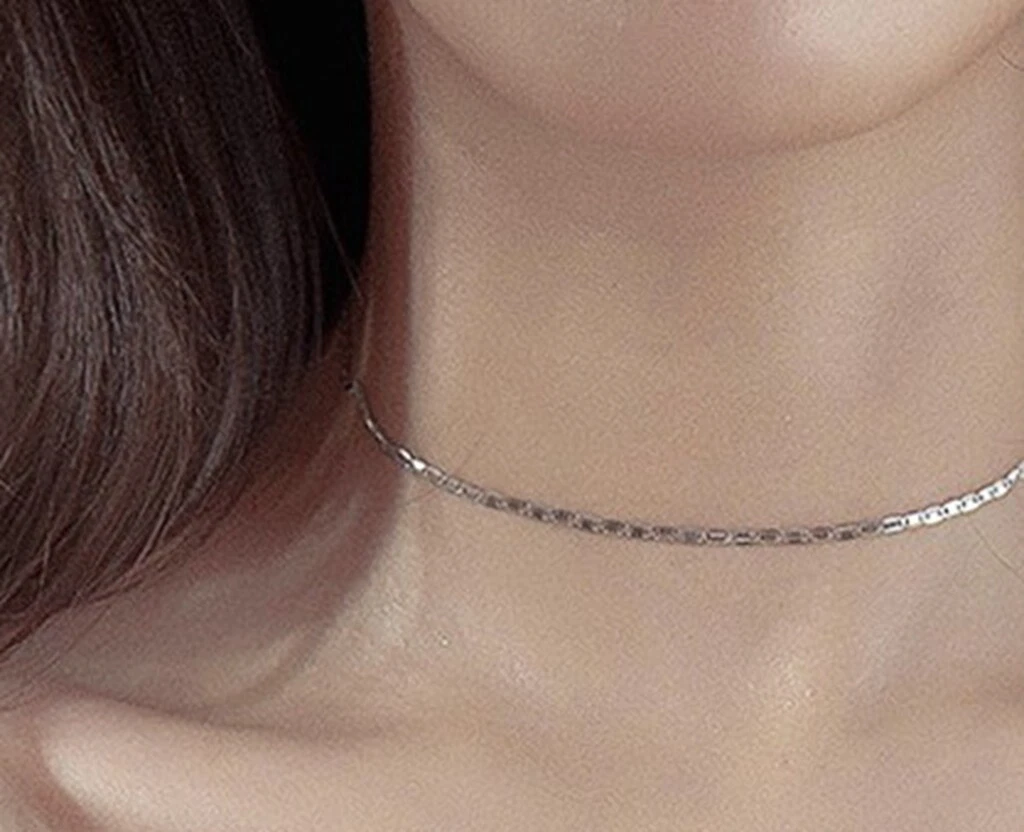 Silver chain hotsell choker necklace