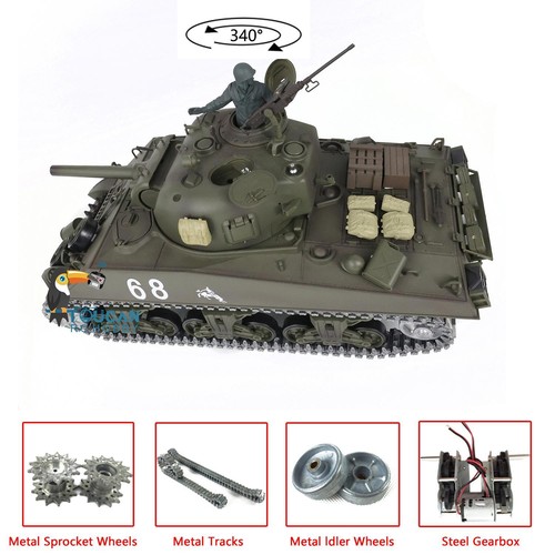 2.4G Henglong 1/16 Scale 7.0 Upgraded M4A3 Sherman RTR RC Tank 3898 Metal Tracks - Picture 2 of 12