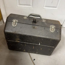 Military Carry Tool Box Metal Cantilever Mechanic 18×10.5x13 Vintage Old - NL